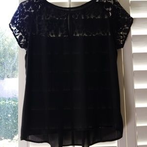 Black top with lace.